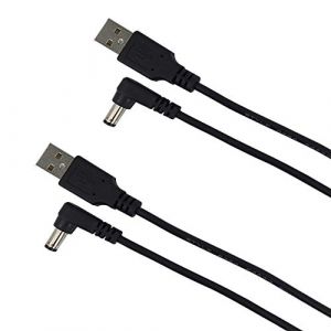 ZRUIZYAN Lot de 2 C&acirc;bles d'Alimentation, Cordon Alimentation USB vers DC 5 V USB A 2,1 mm/5,5 mm L C&acirc;ble Adaptateur Jack 1 m Noir (ZRUIZYAN, neuf)