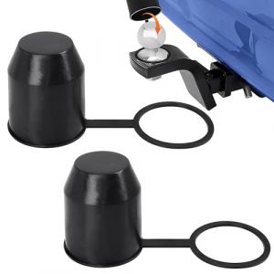 KOMUNJ Lot de 2 capuchons d'attelage de remorque, anti-poussi&egrave;re et &eacute;tanche pour voiture, camping-car, remorque (noir) (Voarge EU, neuf)