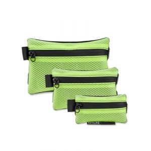 TACTICAL GEEK Storage A5 Mesh Pouch Set Poches supplémentaires Transparentes, Poche à Fermeture éclair, Poche Documents, PVC, Pouch Organisateur Articles EDC, Pochette Molle 3 pièces, Vert Clair (TACTICAL GEEK FR, neuf)