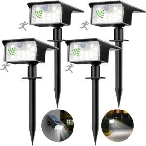 Lot de 4 Spot Solaire Exterieur Detecteur de Mouvement, 62 LED Lampe Solaire Exterieur 3 Modes Eclairage Exterieur Solaire, Etanche IP65 Lumiere Solaire Exterieur pour Jardin All&eacute;e Chemin Blanc Froid (Nipify-EU, neuf)