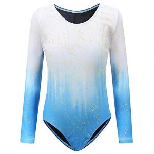 Sinoem Justaucorps de gymnastique pour enfant fille à manches longues/sans manches - Justaucorps de ballet - Justaucorps de danse - Bleu/violet/rose, 3-4 ans (Tuop-EU, neuf)