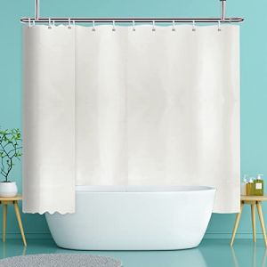 YISURE Rideau de douche 240 x 200 textile lavable, rideau de douche crème avec œillets métalliques tissu pour baignoire, largeur 240 x hauteur 200 cm (JasmineHome, neuf)