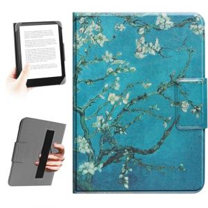 HoYiXi L'étui Universel pour eReader de 6,8 Pouces,7 Pouces, Compatible avec Pocketbook, Tolino, Sony, Kindle Paperwhite, Kobo E-Book Reader, Corde à Main élastique, for 6,8"-7" eReader,Fleur (Somei, neuf)