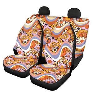 Belidome Lot de 4 housses de siège de voiture motif marguerite hippie floral pour homme et femme (belidomeEUR, neuf)