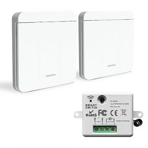 Bkiyougo interrupteur sans fil, prise telecommande sans fil, interrupteur de sécurité de l'émetteur RF et contrôleur de récepteur 10A, installation facile pour lampe jusqu'à 1500W (Arvidays, neuf)