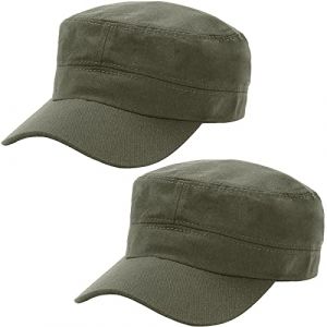 2 Pièces Verte Armée Casquette de Baseball Homme Femme Plat Classic Vintage Armée Militaire Cadet Style Coton Cap Hat Réglable (malaxlx uk, neuf)