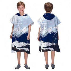 Proumhang Poncho de Surf/Bain/Piscine/Plage pour Enfants,Serviette de Bain &agrave; Capuche en Microfibre,Peignoir &agrave; Langer en &eacute;ponge,Poncho de Bain &agrave; Capuche pour Gar&ccedil;ons et Filles Mode 1 75x60cm (labellevie_NO1, neuf)