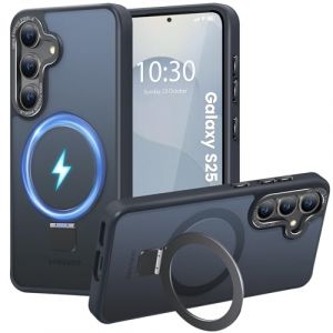 HuwaiH Coque pour Samsung Galaxy S25, Magnétique Robuste Anneau de Support Invisible, Protection Militaire, étui Antichoc pour Samsung S25(Noir) (Zhimingeu, neuf)