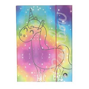 Boîte de collection pour enfants de qualité supérieure - Boîte à dessin - Documents - Classeur avec élastique - DIN A4 - Au choix : licorne Luna Lama - pour fille (licorne 1A) (Theonoi, neuf)