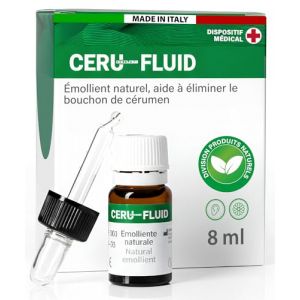 Gouttes Auriculaires Oreilles pour Bouchons de C&eacute;rumen 8ml - Ceru Fluid &Eacute;mollient Naturel Adjuvant avec Compte-Gouttes - Sans Additifs Chimiques Made in Italy - Dissolution Accumulations de C&eacute;rumen (Eurocali, neuf)
