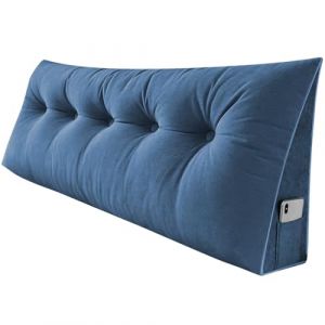 Coussin Compensé Triangulaire, Oreiller De Lecture Tête De Lit, Dossier De Tête De Lit Amovible, Coussin Lombaire En Coin, Support De Positionnement,Coussin Triangulaire,160*50*20 cm-bleu profond (Hechheu, neuf)