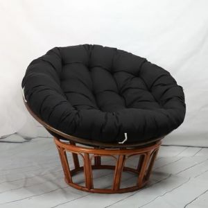 Hovoto Coussin de fauteuil papasan, coussin d'assise pour fauteuil suspendu, rond, confortable et doux, coussin d'assise pour fauteuil en osier, coussin de chaise de jardin, noir, 110 x 110 cm (Sjj-eit, neuf)