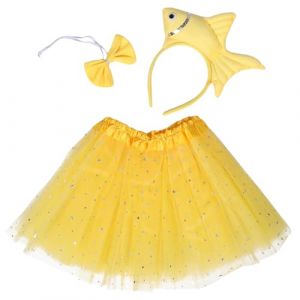 VILLFUL Costume Océan Garçon Fille Peluche avec Jupe Tutu et Bandeau Poisson Déguisement Animal Marin Garçon Fille pour Halloween et Jeux Imagination (WANHALA, neuf)