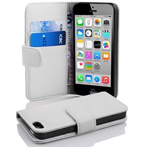 cadorabo Coque pour Apple iPhone 5C en ALB&Acirc;TRE Blanc - Housse Protection en Similicuir Structur&eacute; avec Stand Horizontal et Fente Carte - Portefeuille Etui Poche Folio Case Cover (cadorabo-shop, neuf)