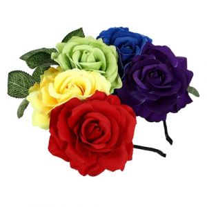 SAFIGLE Bandeau Rose en Simulation de Fleur pour Cheveux Accessoire de D&eacute;guisement Halloween Color&eacute; Serrage-T&ecirc;te Floral L&eacute;ger pour F&ecirc;te D&eacute;coration Cheveux Femme et Fille Couronne (Grand Di, neuf)