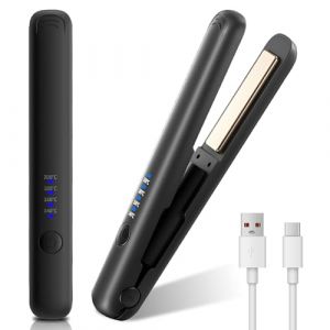 Mini Lisseur Sans Fil, 2 en 1 Lisseur Cheveux Sans Fil Avec 4 Temp&eacute;rature Mini Fer &agrave; Lisser Sans Fil avec Ecran LCD Mini Lisseur de Voyage Pour Cheveux Longs Ou Courts, Chauffage Rapide 20S (DongGuanShi FeiDa DianZi ShangWuYouXianGongSi, neuf)
