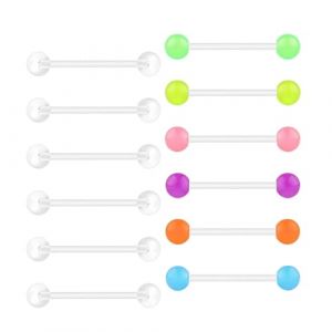 Besyvvin 12er Acrylique Langue Piercing Mamelon 16mm Plastique Piercing Mamelon Flexible Plastique (WeSiwon, neuf)