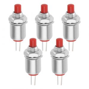 eMagTech 5pcs 2 Broches Bouton Momentan&eacute; Microminiature DS-402 Mini Interrupteur &agrave; Bouton-poussoir Micro Interrupteur Momentan&eacute; sans Verrouillage Off-(On) SPST 125V 1A 5mm, Rouge (eMagTech, neuf)