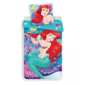 Parure de Lit Ariel La Petite Sirène, 100% Coton, Housse de Couette 140x200 cm + Taie d'oreiller 65x65 cm (LesAccessoires, neuf)