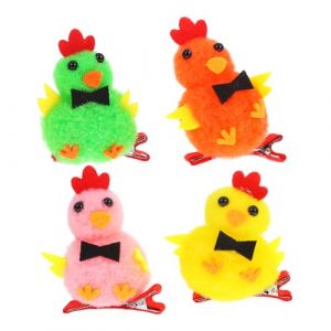 4 Pi&egrave;ces Barrette &agrave; cheveux poussin en peluche Barrette mignonne d&eacute;coration f&ecirc;te P&acirc;ques &eacute;pingles &agrave; cheveux pour enfants pinces &agrave; cheveux enfants clips de poussin d&eacute;cors de cheveux FRCOLOR (Laners, neuf)