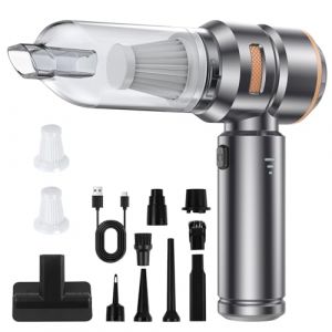 HOVIN Mini Aspirateur Voiture Puissant sans Fil - 20000PA Aspirateur A Main, 3 Vitesses Aspirateu Souffleur Voiture, Peut êTre Utilisé comme Gonfleur Electrique, 6000mah(Argent-Or) (Lucky HXL, neuf)