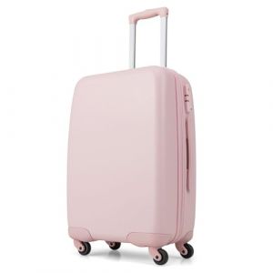 GOPLUS Valise Enfant à roulettes, 20" Valise Cabine Coque Rigide en PC, Poignée Réglable, Bagage à Main avec Serrure TSA, Autocollants Décoratifs, 35L Valise de Voyage Rose pour Garçon/Fille (Augenstern24, neuf)