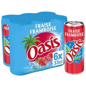 Boisson Rafra&icirc;chissante saveur Fraise & Framboise OASIS - le pack de 6 canettes de 33cL (March&eacute; Parisien, neuf)