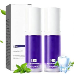 2Pcs Violet Dentifrice Blanchissant Les Dents, Blanchiment Des Dents, V34 Correcteur Violet, Dentifrice Correcteur De Couleur, Convient Aussi Bien Aux Hommes Qu'aux Femmes (DIGITAL TRUST, neuf)