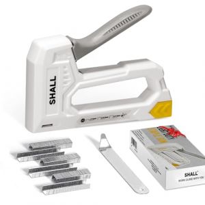 SHALL Agrafeuse légère pour bois, ameublement blanc avec 1600 agrafes JT21 1/4", 5/16", 3/8" et extracteur d'agrafes – Agrafeuse de tissu pour travaux manuels, bricolage, décoration (SHALL Tools EU, neuf)