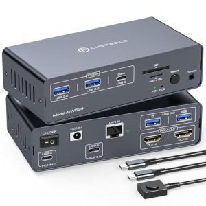 CMSTEDCD USB C KVM Docking Station 4K60Hz HDMI KVM Switch 2 PC 2 Monitor EDID 12-in-1 pour Deux Ordinateurs Portables Partageant un 1G Ethernet 5 P&eacute;riph&eacute;riques USB A/C & Slots pour Cartes SD/MicroSD (BERWALTGROUPLIMITED, neuf)