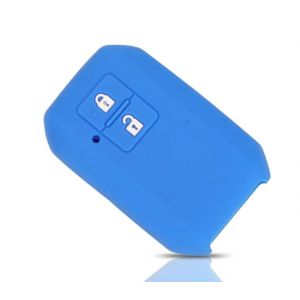 Coque de clé compatible avec Suzuki Jimny Ignis Silicone Caoutchouc 2 Touches Keyless Smart Key Porte-clés Étui souple de protection télécommande de voiture (Bleu) (Car_Passion2013, neuf)