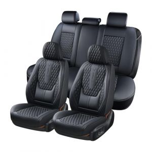 Coverado Housses de siège d'auto Ensemble Complet, Housses de siège en Cuir avec Soutien Lombaire, 5 pièces Protection de siège d'auto Avant et arrière pour Plupart des camions SUV de Voiture B-8859 (Coverado, neuf)