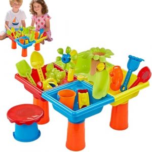 Table Sensorielle Eau, Table de Plage pour avec Bac à Sable et Eau, Accessoires Éducatifs Jeux Sensoriels Jardin Intérieur Extérieur (zhuteans, neuf)