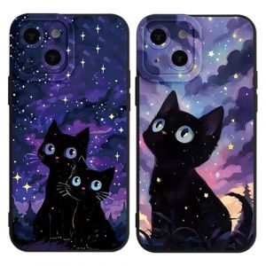 Yimctoie 2 Pièces Anime Kawaii Coque pour Samsung Galaxy S23 5G 6,1",Mignon Dessin Animé Chat Motif Mode Dessin,Housse Étui Noir Antichoc Ultra-Mince,TPU Bumper Protection Case,Animal Cat 03 (JOSS SKELTON, neuf)