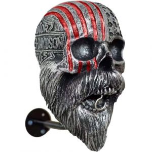 HNGKGJBL Casque Moto Mural, Porte Casque Moto Mural T&ecirc;te Mort, Support d'affichage Casque, Support Mural pour Casque Moto/V&eacute;lo/Baseball/Rugby, Cadeau pour Motard (KKWQJING, neuf)