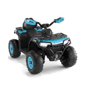 Garvee Quad &Eacute;lectrique Enfant 12V Tout-Terrain, ATV pour Enfants de 3 &agrave; 8 Ans, 2 Moteurs, T&eacute;l&eacute;commande Parentale, Suspension, LED, Musique, Bluetooth, USB, 95&times;56&times;55 cm (Bleu Turquoise) (HomeLI, neuf)