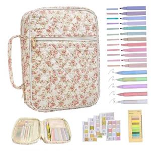 Couverture biblique, &eacute;tui biblique matelass&eacute; &agrave; imprim&eacute; floral avec stylos et onglets et poign&eacute;e, sac de transport des bibles, &eacute;tuis de bibles portables pour femme (style 2) (Ferricult Store, neuf)