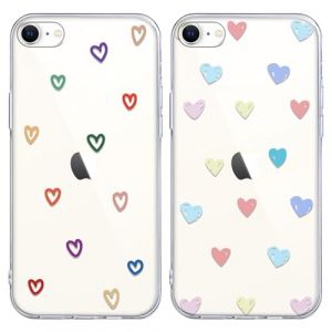Yoedge 2 pi&egrave;ces Transparente Coque pour iPhone 16e/SE 4/SE 2025 6,1" Motif de Coeur d'amour Fille Femme &Eacute;tui, Housse de Protection Antichoc Flexible Mignon Aesthetic Design Case Cover pour iPhone SE 4 (VIP FLAG CENTER, neuf)