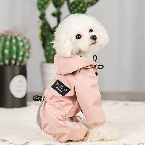 Manteau de pluie imperm&eacute;able pour chien avec capuche pour chiens de petite et moyenne taille Poncho de pluie avec bande r&eacute;fl&eacute;chissante Manteau imperm&eacute;able l&eacute;ger avec pattes pour chiot, taille (Gallcion 7-14Delivery, neuf)