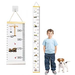 Toise Murale Enfant, 2M*20cm Tableau de Croissance Enfants Dessin Animé, Diagramme de Croissance de Bébé Amovible avec Crochet,Toise de Hauteur Pour Enfant, Décoration de Chambre (JUHKEMIGA, neuf)