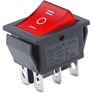 CABLEPELADO Interrupteur à bascule 3 positions, interrupteur 6 voies, interrupteur 6 broches, interrupteur à 6 bornes, interrupteur ON/OFF/ON DPDT, 16 A 250 VAC | 20 A 125 VAC, lumière rouge (CABLEPELADO, neuf)
