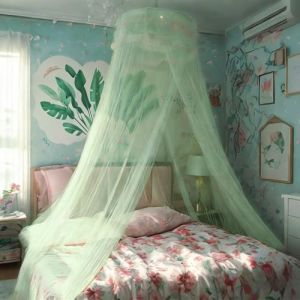 Eimilaly Dentelle Ciel de lit Moustiquaire, Princesse Ciel de lit pour Fille D&eacute;cor de Chambre, Vert/Porte Unique (Aimilaly, neuf)