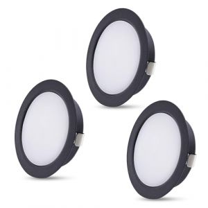KYOTECH Lot de 3 spots LED encastrables - Noir - 4 W - 230 V - Blanc neutre - 4000 K - Diam&egrave;tre du trou : 55-58 mm - Remplacement pour armoire &agrave; miroir, armoire de salle de bain (LIYII, neuf)
