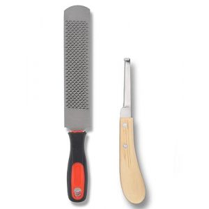 Râpe à Sabot & Couteau à Sabot - 12 Pouces Lime à fer à Cheval Accessoires pour Chevaux - Outil de Lime à Sabot Solide et Durable en Acier au Carbone Adapté aux Sabots des Animaux Cheval Vache âne (FT-FISHION, neuf)