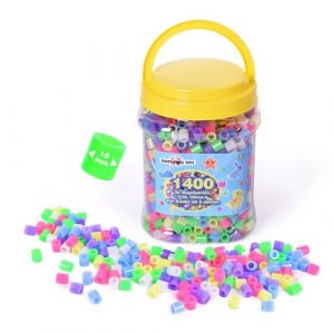 Bo&icirc;te de 1400 perles &agrave; repasser Maxi XL de 10 mm avec perles lumineuses (brillent dans le noir) - Grandes perles de 10 mm pour enfants &agrave; partir de 3 ans. (Compatibles avec toutes les plaques &agrave; broches (Happy Price Toys, neuf)