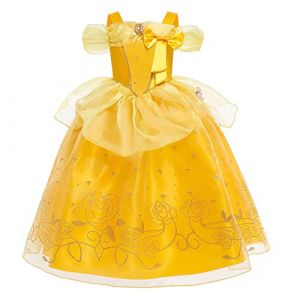 MYRISAM Filles Princesse Belle Robe de Carnaval Hors &Eacute;paule Costume de la Beaut&eacute; et la B&ecirc;te Halloween Cosplay Fancy Dress up D&eacute;guisements Cosplay C&eacute;r&eacute;monie Anniversaire 3-4 ans (MYRISAM store, neuf)
