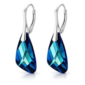 Boucles D'oreilles Femme Argent 925 Ailes - Bijoux avec Cristaux - Bijoux Femme avec Boite Cadeau - &eacute;l&eacute;gantes et tendance Boucles D'oreilles - Optez pour les Cristaux Cadeau (Bermuda Blue) (Panda-Jewellery, neuf)