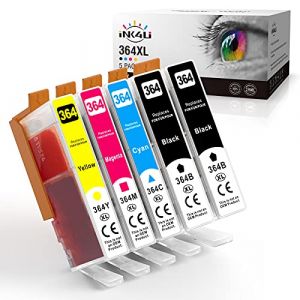 INK4U 364XL 364 XL Ink Cartouches d'encre Compatible pour HP 364 364XL pour HP Photosmart 5520 5510 5512 5515 6520 6525 6510 Deskjet 3520 Officejet 4620 4622 (Noir Cyan Magenta Jaune, 5-Pack) (HongYuan-EU, neuf)