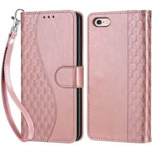 Coque pour iPhone 6 / iPhone 6s, Housse Etui Portefeuille Cuir Multifonction, Fermeture Magn&eacute;tique &agrave; Clapet Anti-Choc Compatible avec Coque iPhone 6 Book - Or Rose (KENHONER, neuf)