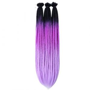 WBLSPA Tresses synthétiques au Crochet Dreadlock Fines et Longues, Style de Cheveux au Crochet Fait à la Main pour Rock & Roll-NOIR-VIOLET-20 pouces-60Strands-pack (guangzhouliyeshangmaoyouxiangongsi 85244, neuf)